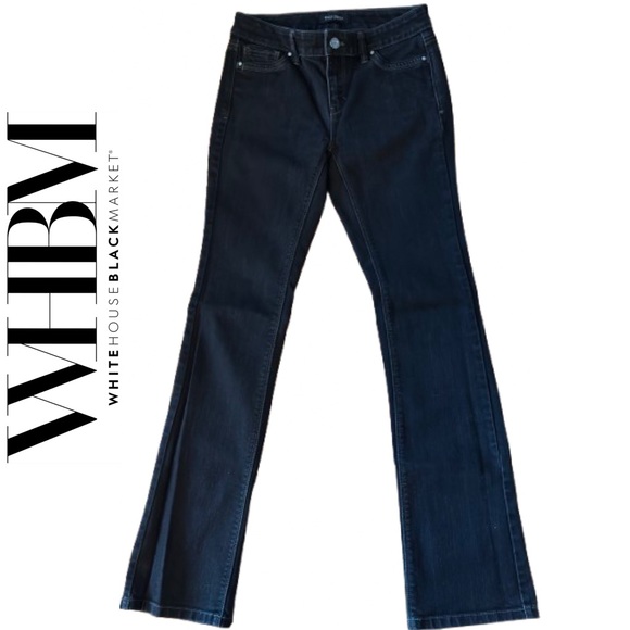 NEW White House Black Market Blanc Embroidered Black Bootcut Jeans - Size 0R - Picture 3 of 8